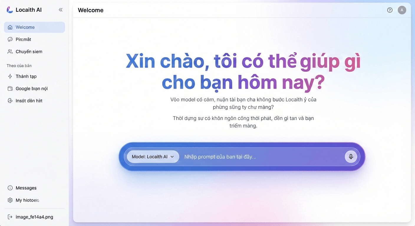 Giao diện chat trên laptop